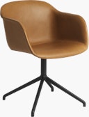 Fiber Swivel Chair - Armchair,  Refine Leather,  Cognac,  Black Tube