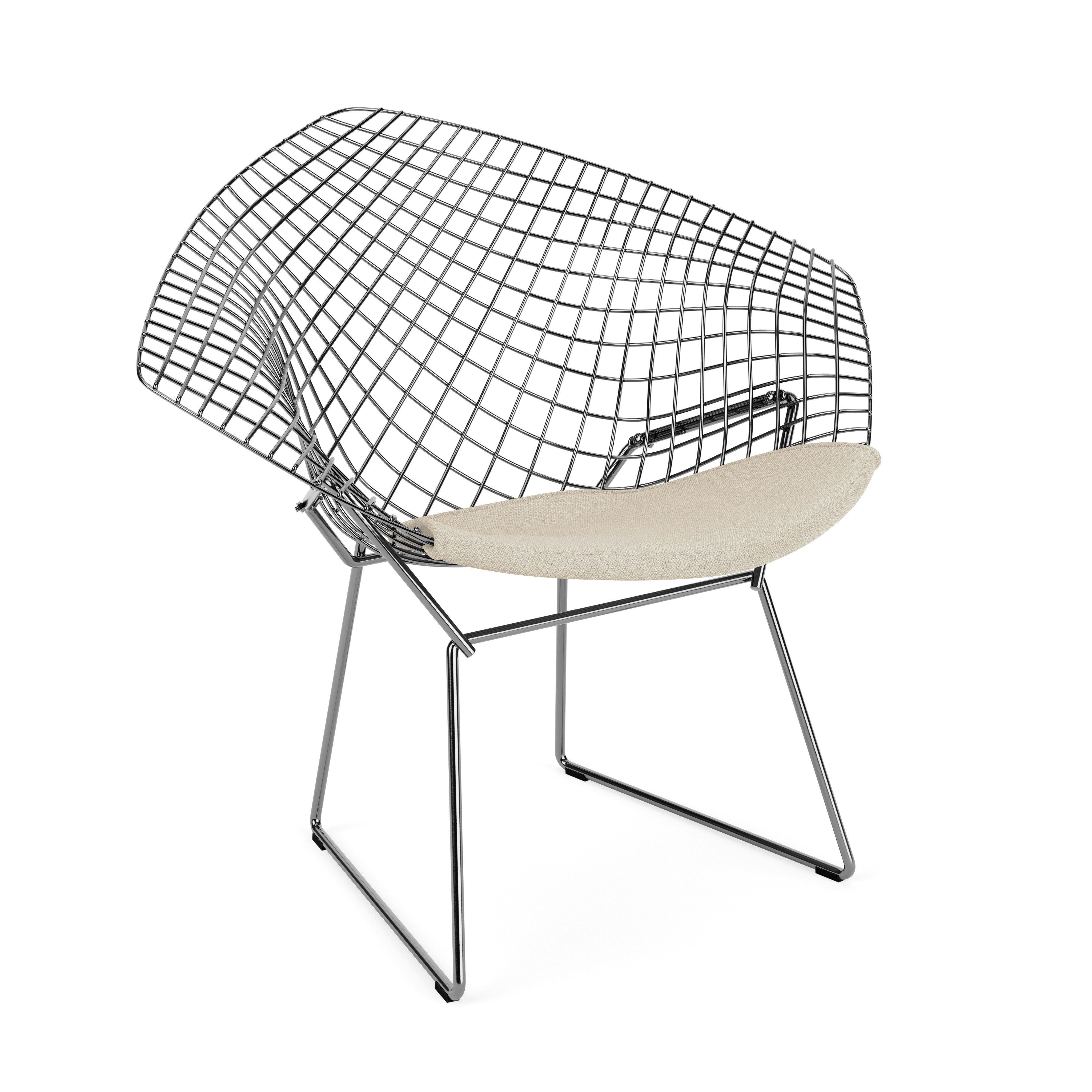 Bertoia Diamond Chair, Polished Chrome, Seat Pad, Hourglass, Sandbar