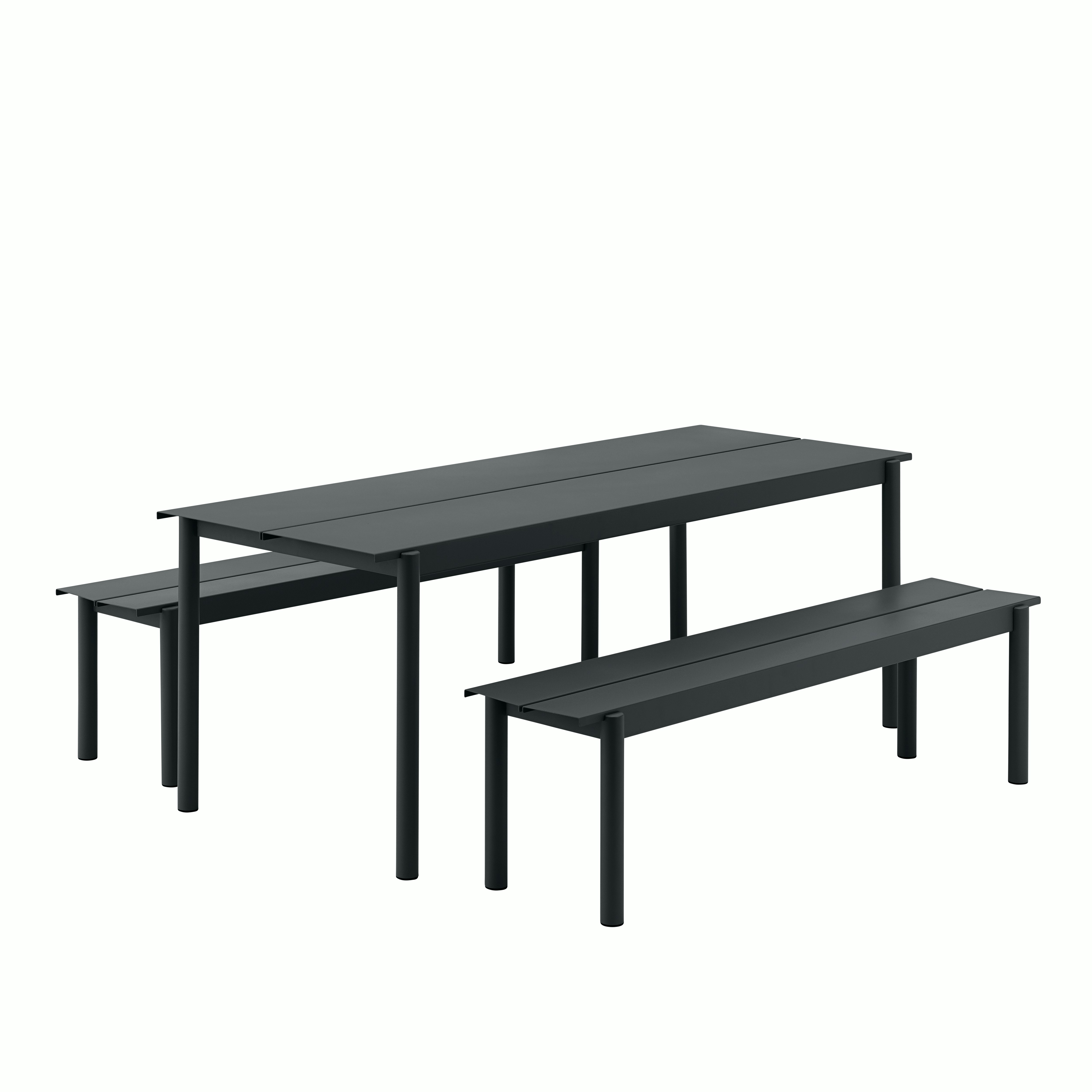 Linear Dining Set - 79" Table & 2 Benches,  Black"