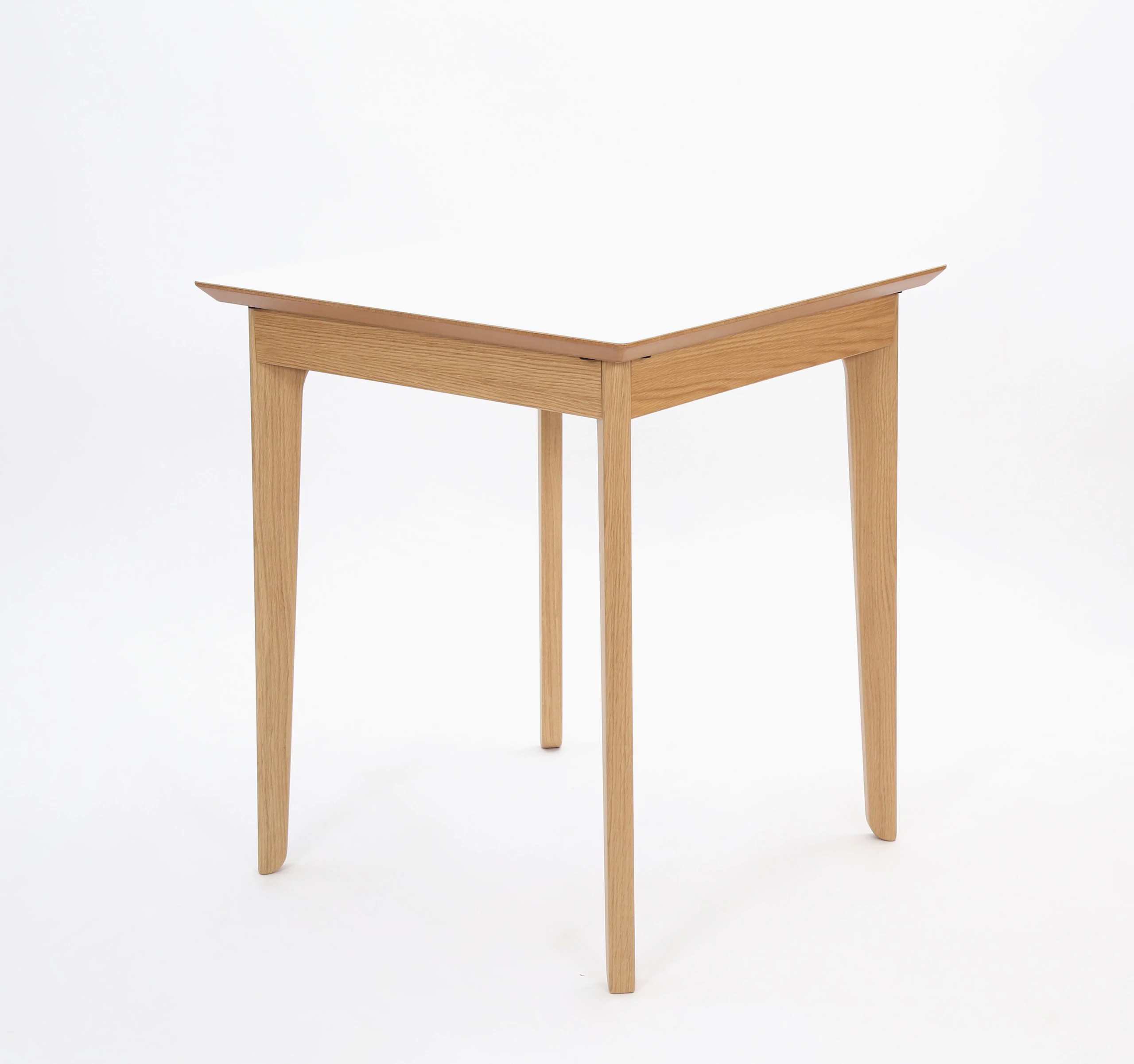 A square white naughtone Dalby Café Table, viewed at an angle.