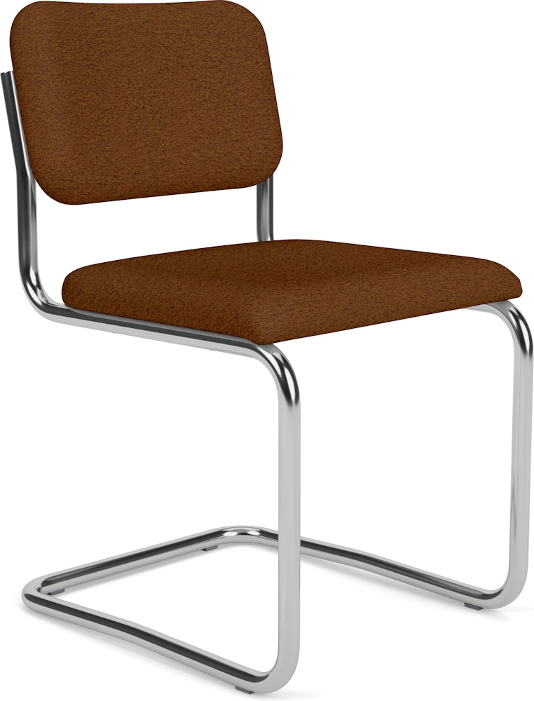 Cesca Upholstered Side Chair,  Fully Upholstered in Puff Bronze,  Polished Chrome