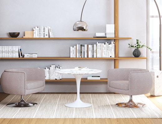 Saarinen Lounge Height Table Saarinen Lounge Height Table with Carrara marble top and white rilsan base