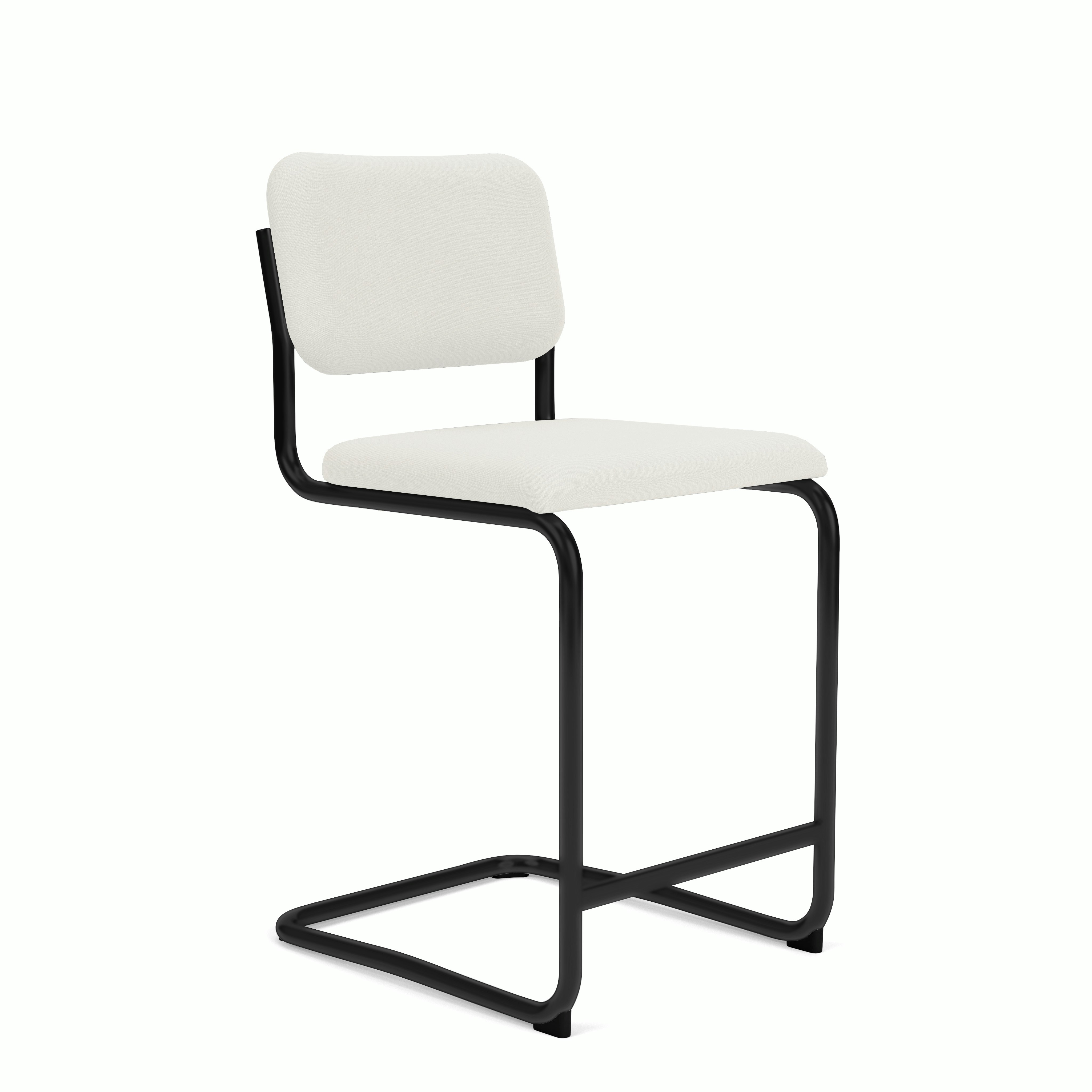 Cesca Upholstered Stool - Counter Height ,  Fully upholstered,   hourglass,  air,  black frame