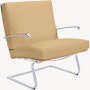 Tugendhat Chair in Volo Leather,  Vanilla with belting in Volo Leather,  Vanilla and chrome frame