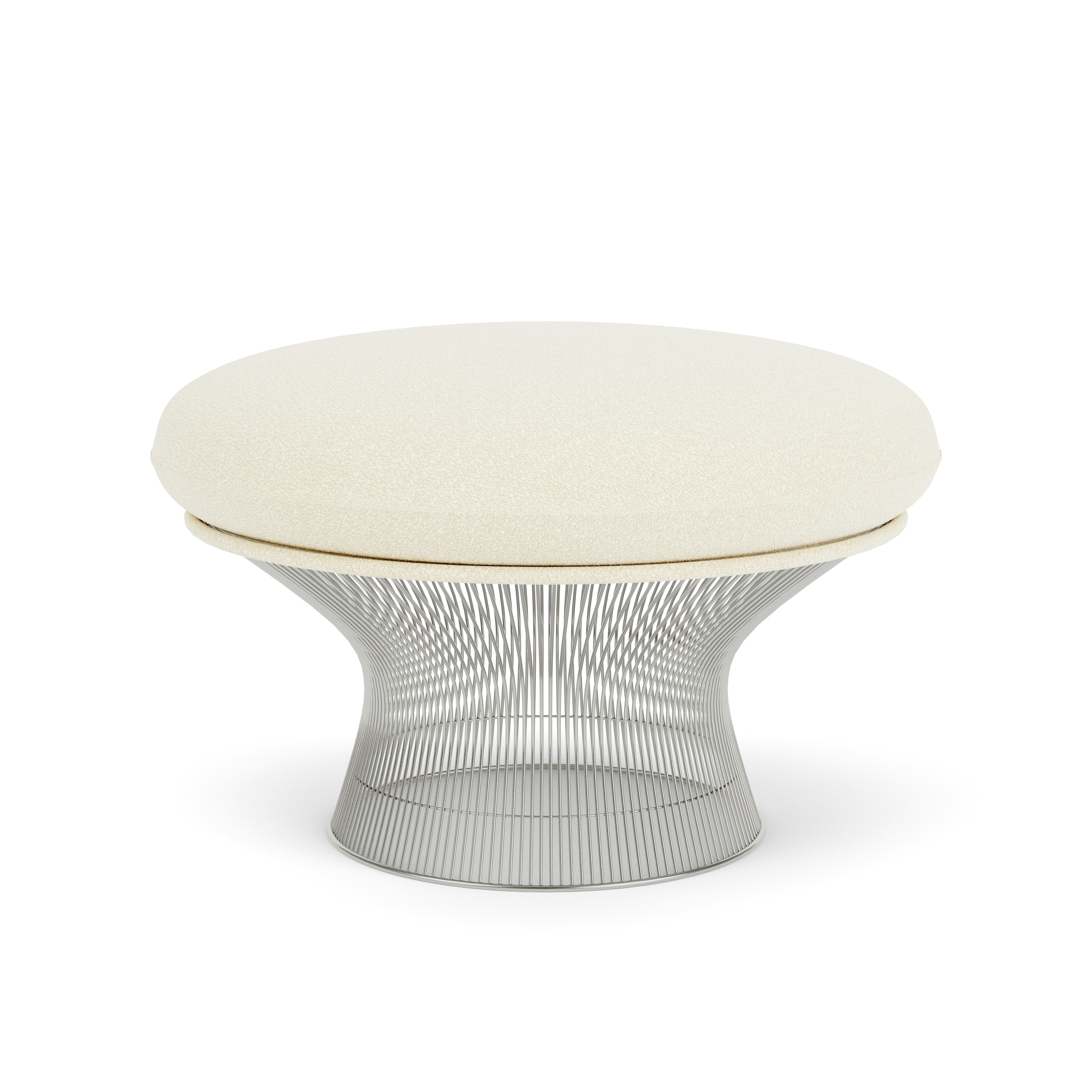 Platner Ottoman - Polished Nickel,  Classic Boucle,  Pearl