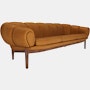 Croissant Sofa in Cuoio Chamois Leather and Oiled Walnut frame