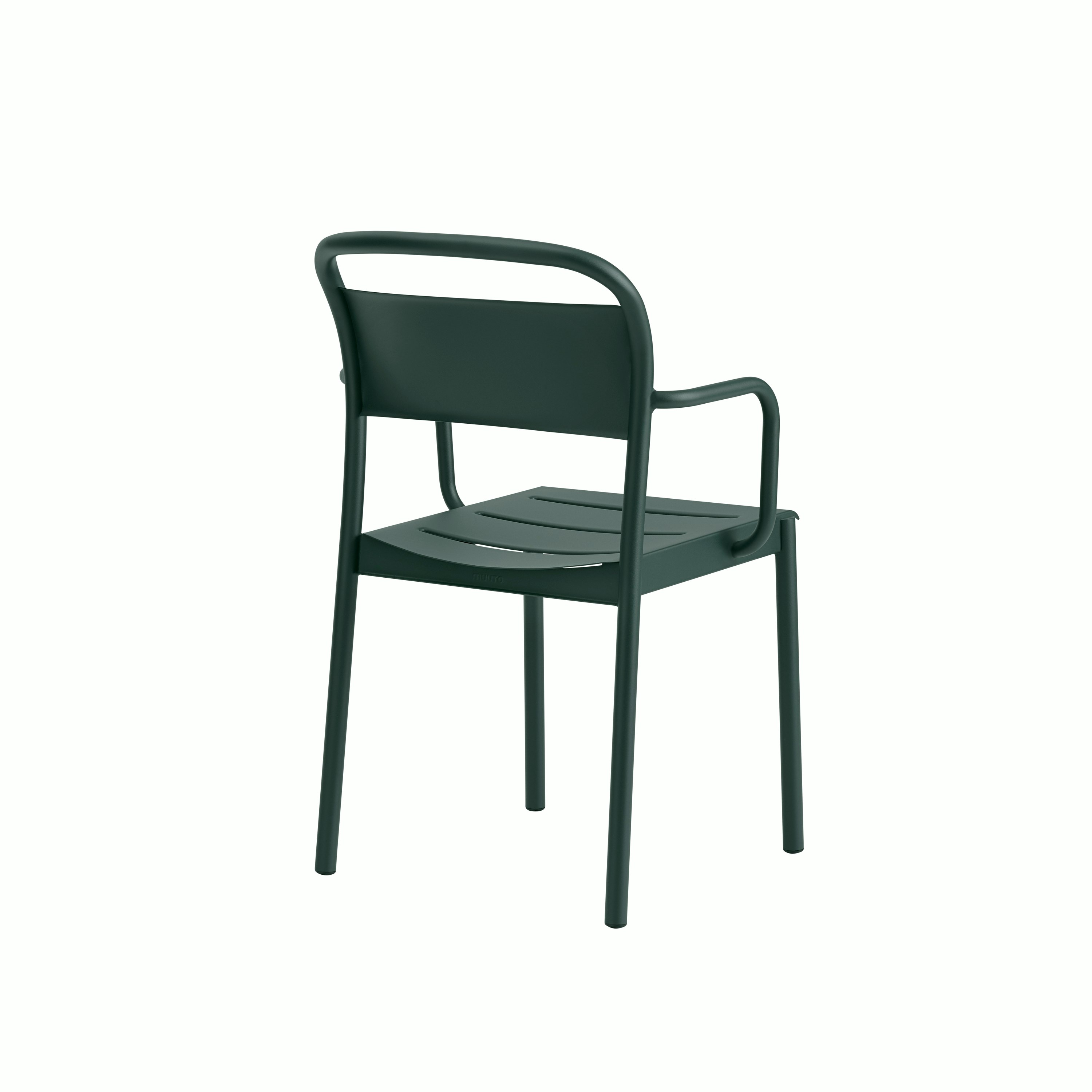 Linear steel armchair dark green angle Muuto