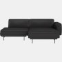 In Situ Sectional - One Arm Chaise,  Right,  2 Seater,  Refine Leather,  Black,  Black