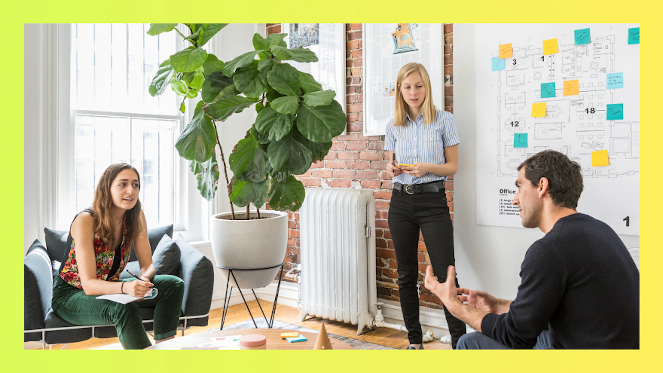 A discussion among colleagues in a casual setting.