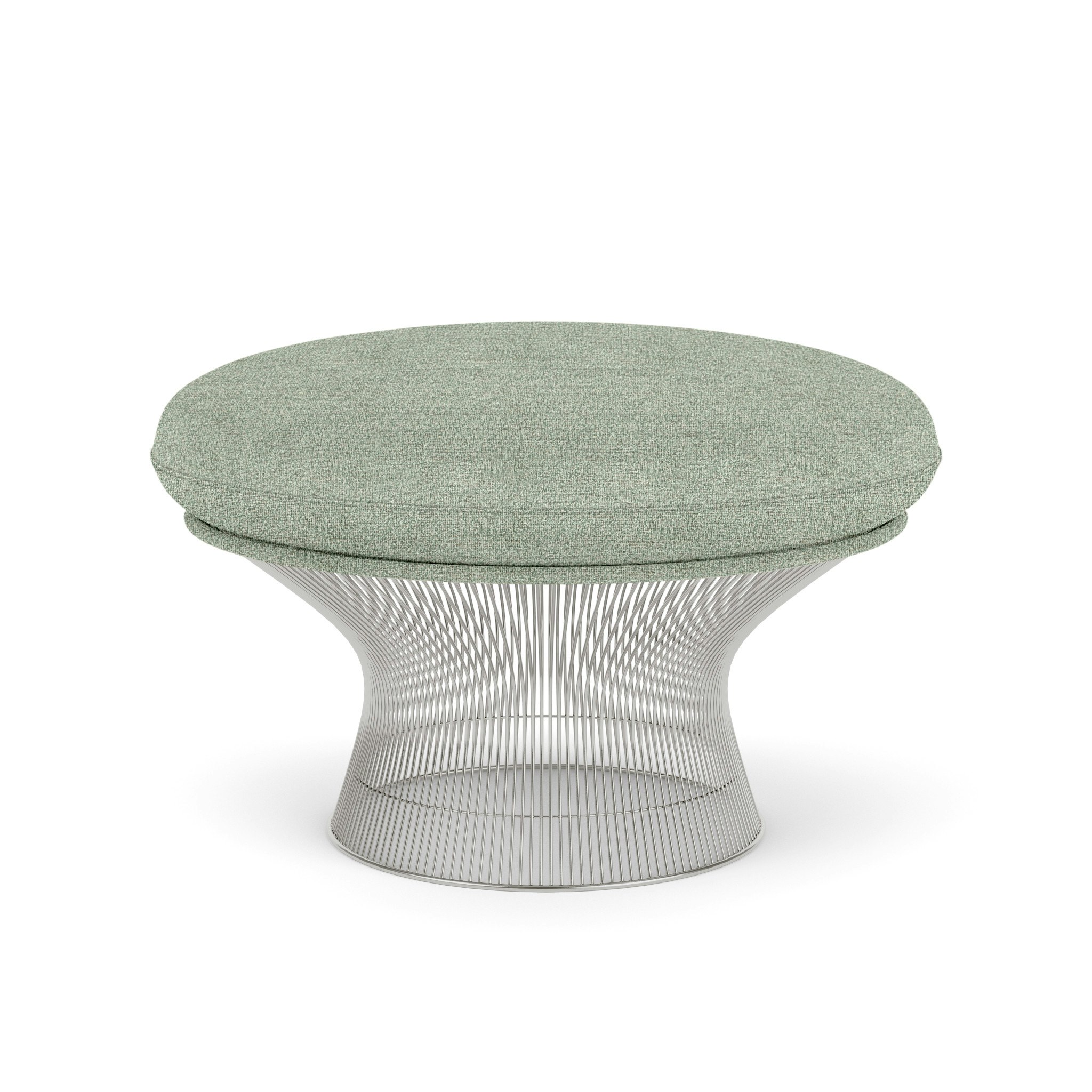 Platner Ottoman - Polished NIckel,  Tempest,  Mist