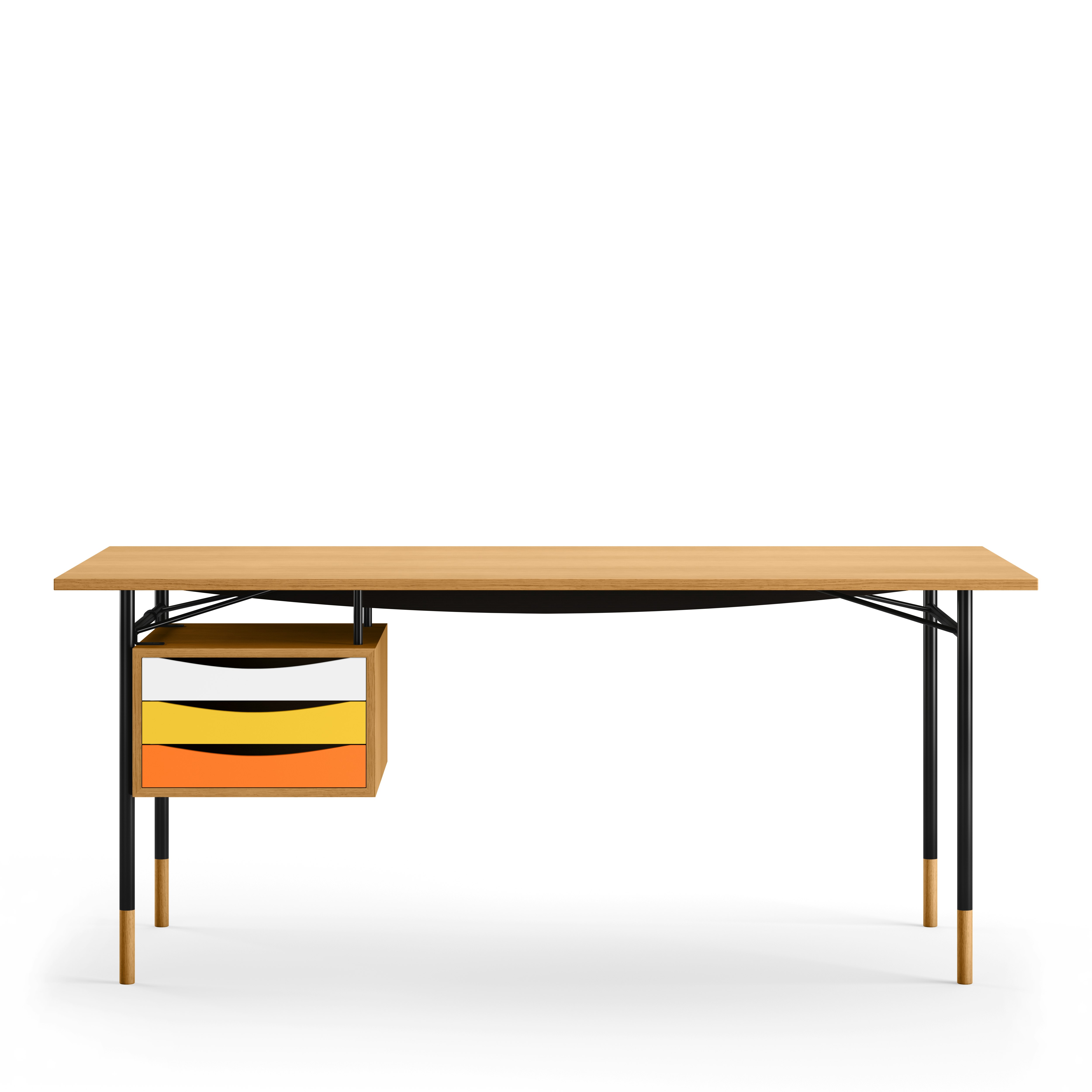 Nyhavn Desk - Dark Oiled Oak, Black, Warm Drawer