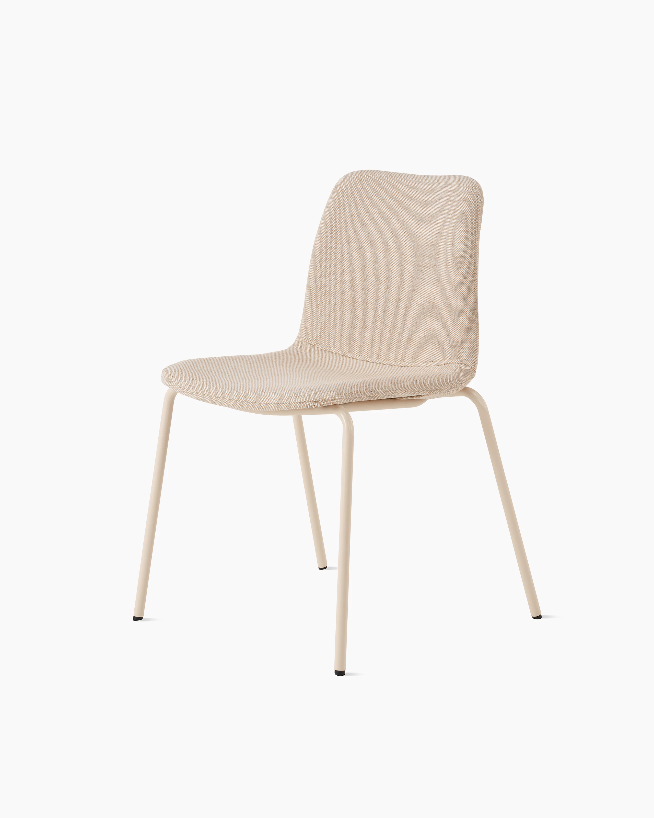 White sweep of Viv chair with oyster fabric and 4 leg oyster steel base