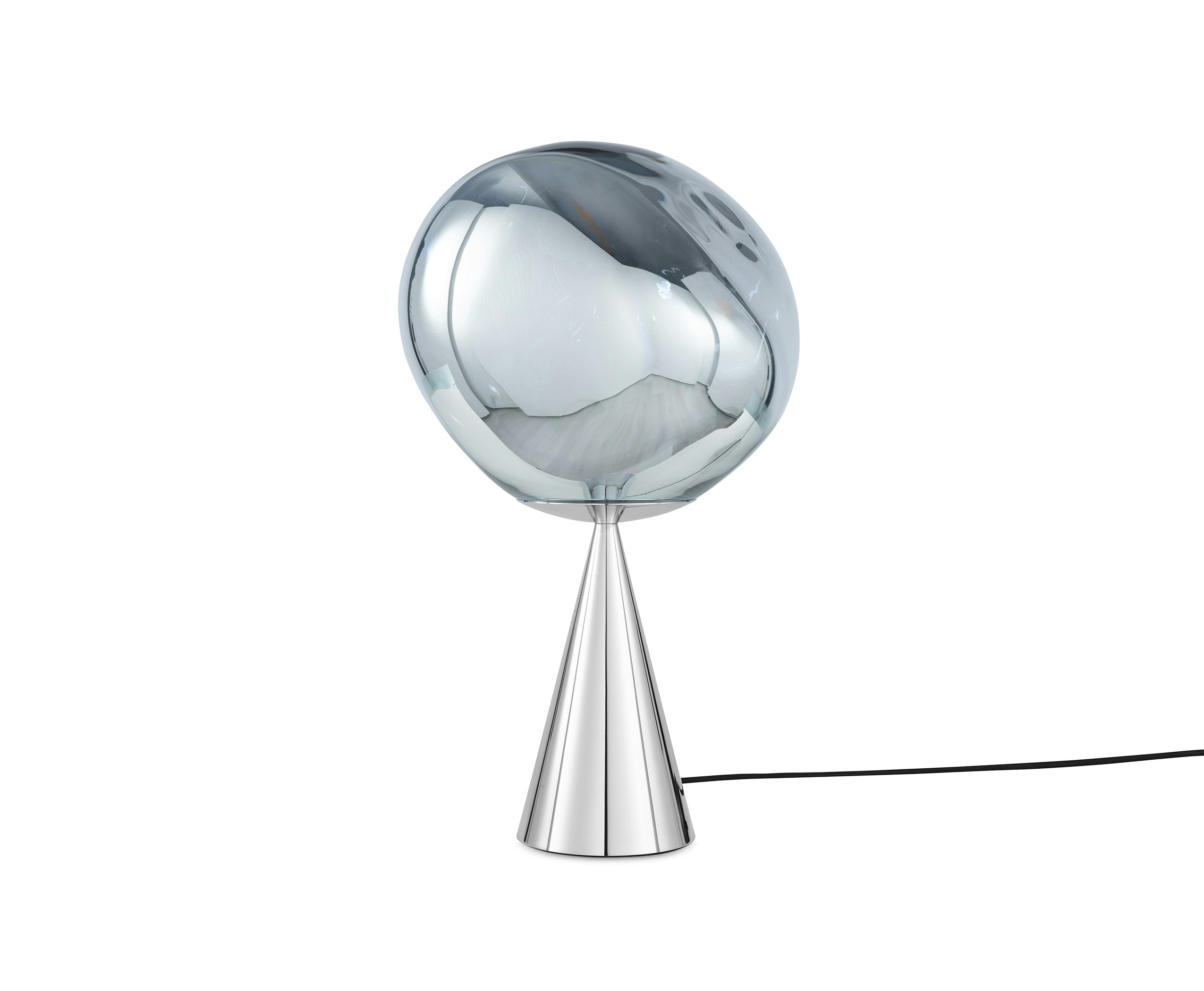 Melt Cone Fat Table Lamp in Silver and Chrome