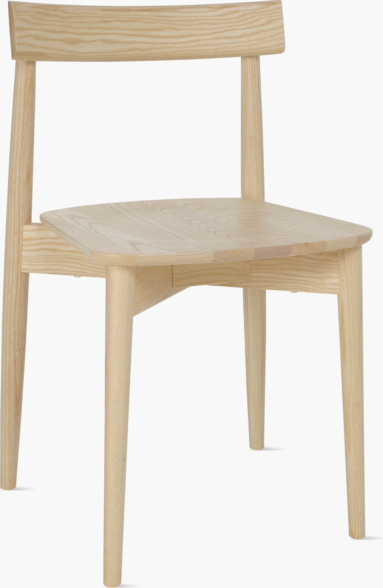 Lara side chair in light wood with wide backrest and solid seat