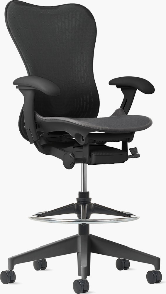 Mirra 2 Stool in Graphite with Graphite Butterfly Suspension and Fixed seat