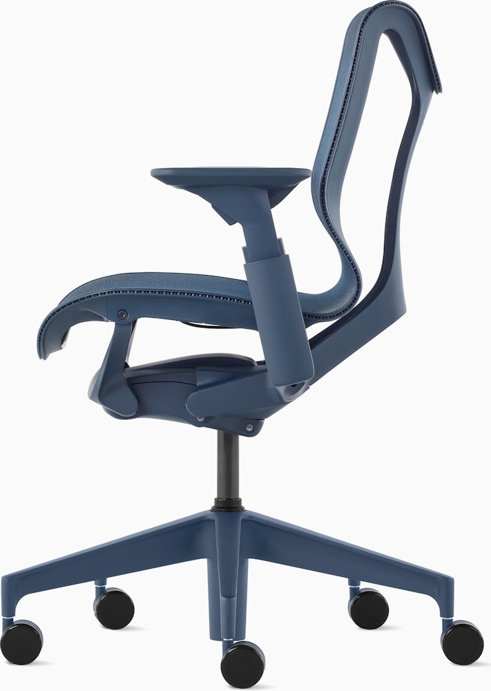 A nightfall low-back Cosm Chair with height adjustable arms.