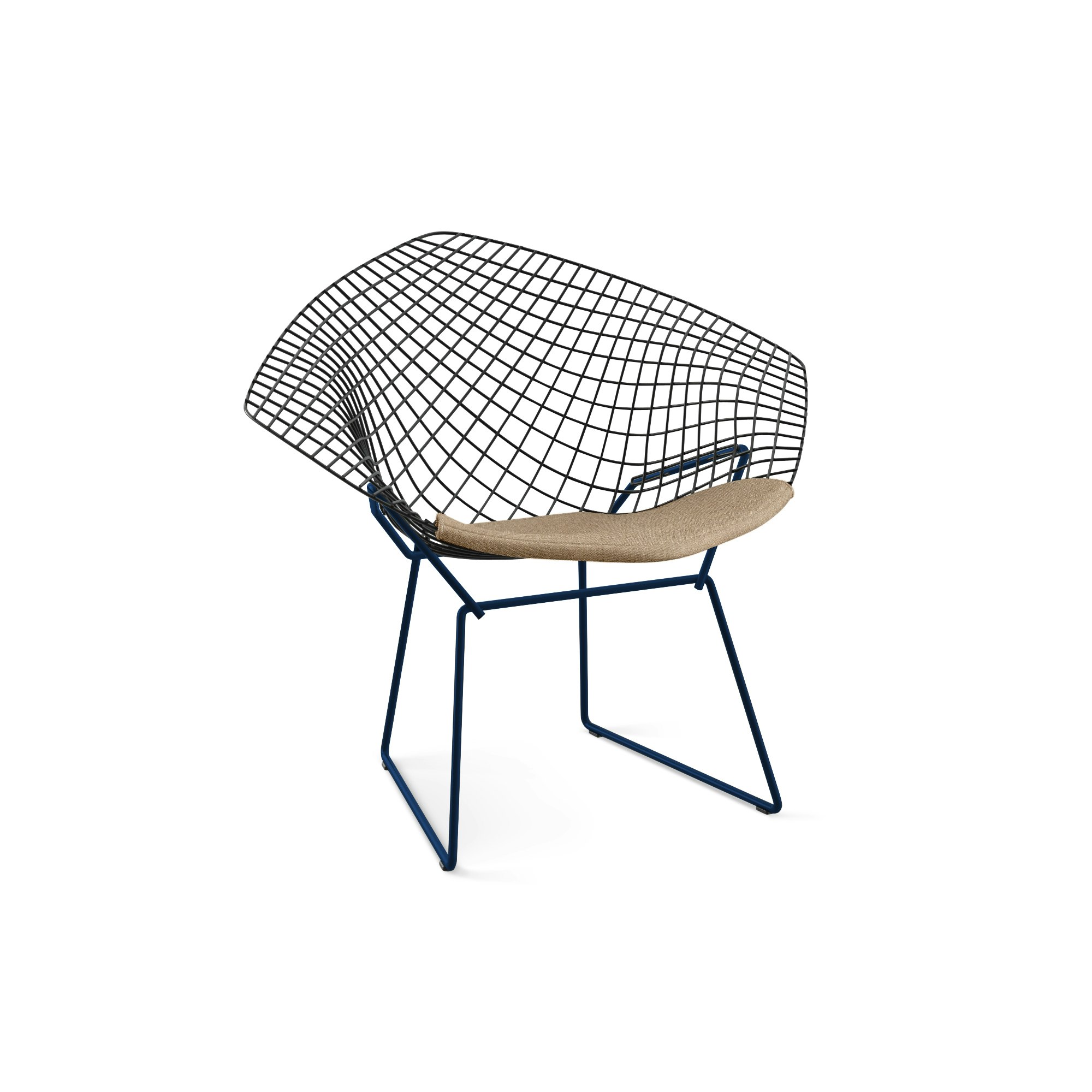 Bertoia Diamond Chair,  Black Frame,  Blue Base,  Aegean,  Path