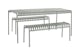 A Palissade Dining Table and Bench Set in light grey.