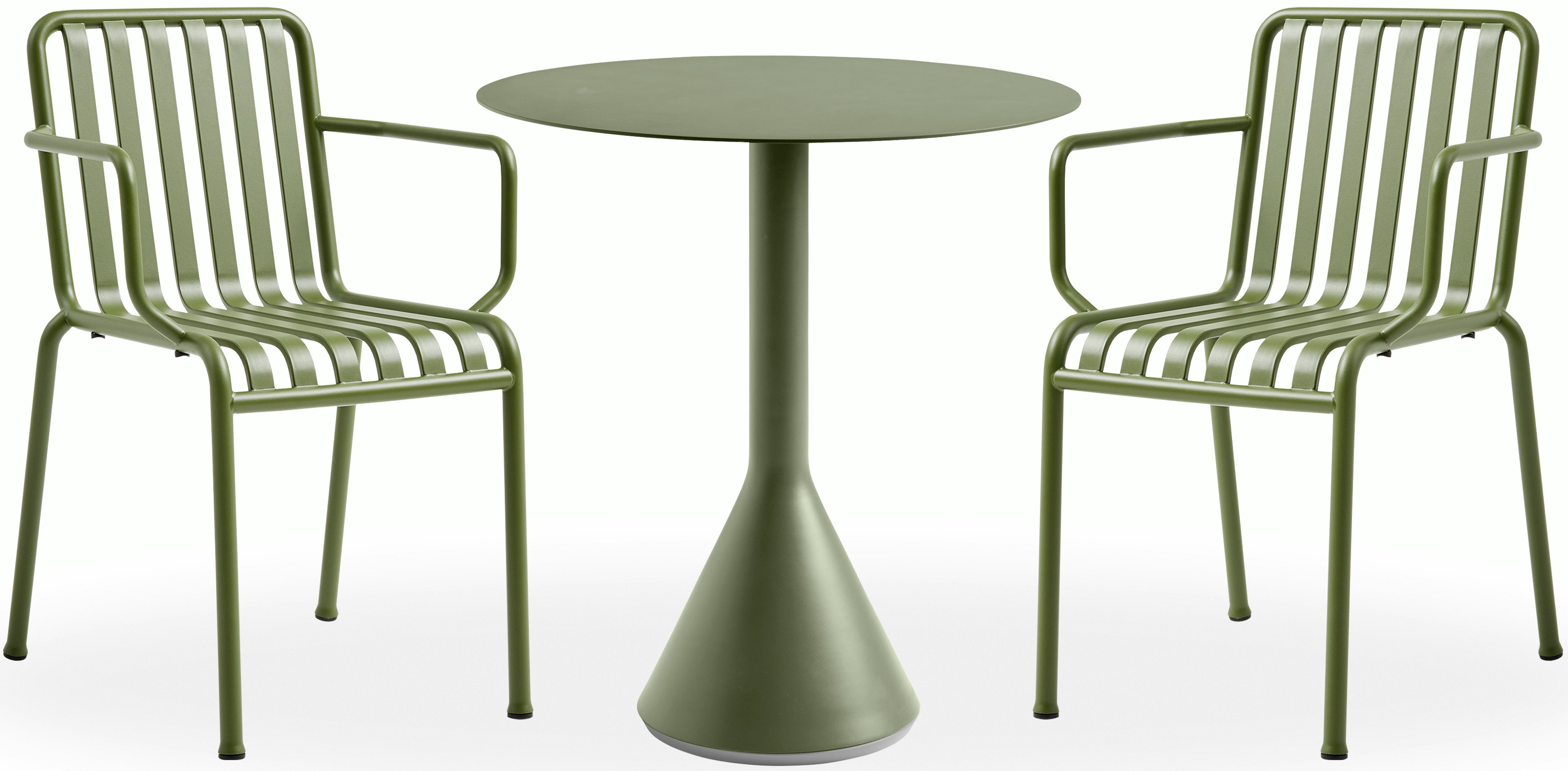 Palissade Cafe Set - Cone Table Round and 2 Armchairs