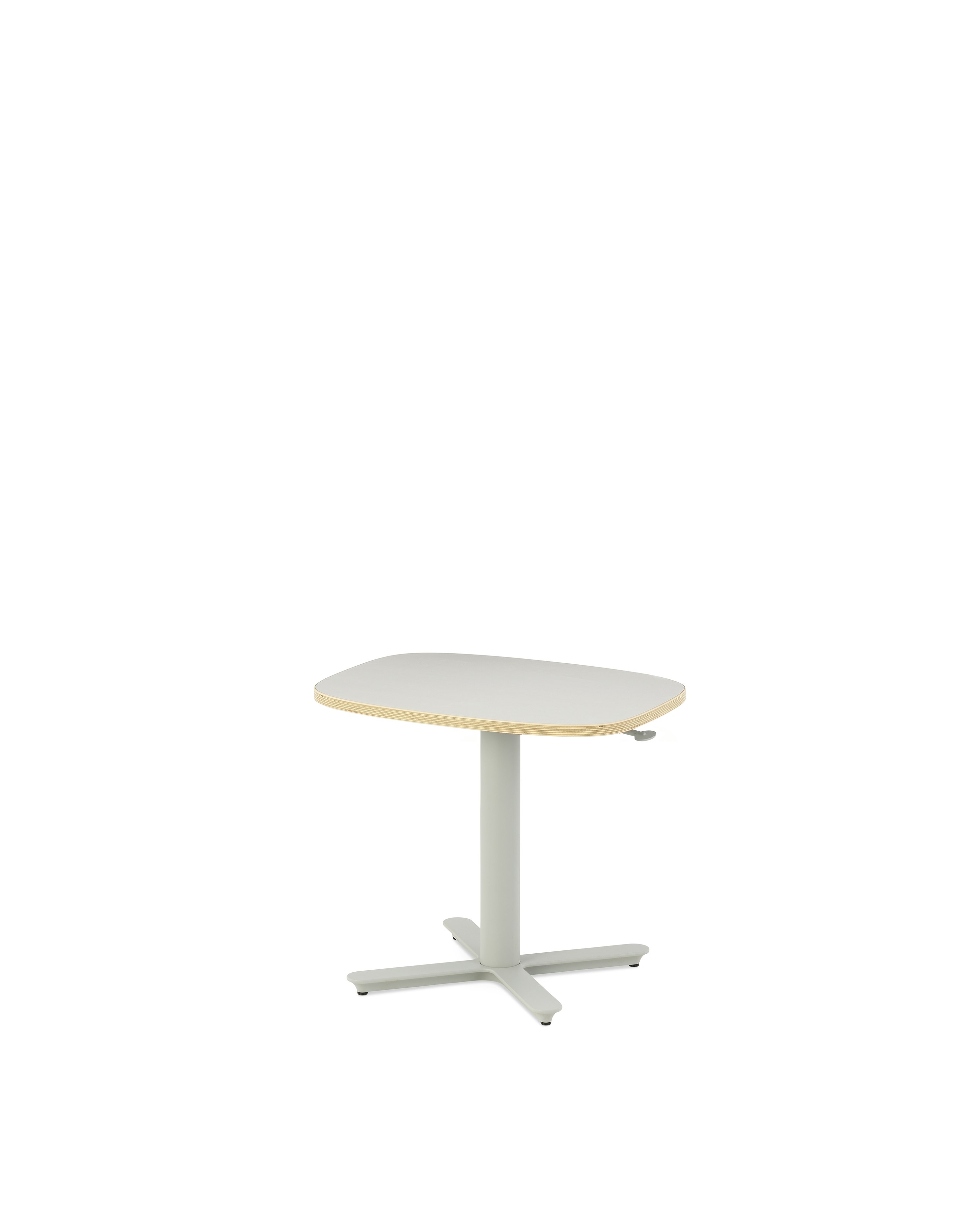 Small Passport Work table with white top, light grey base and glides