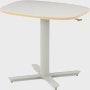 Small Passport Work table with white top, light grey base and glides
