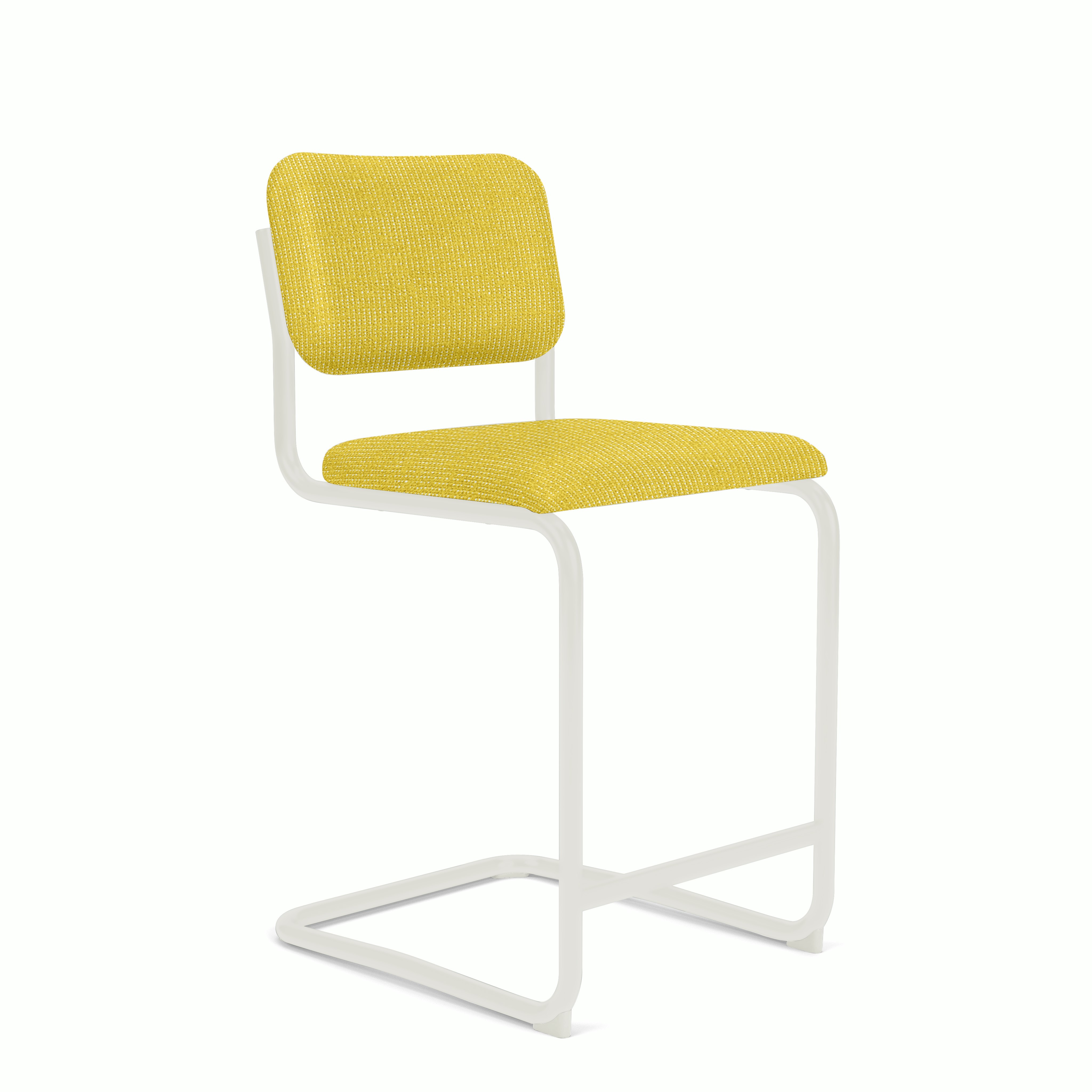 Cesca Upholstered Stool - Counter Height ,  Fully Upholstered,  ,  prestini,  yellow,  white frame