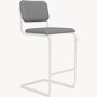 Cesca Upholstered Stool - Bar Height ,  Fully upholstered,   tempest,  aurora,  white frame