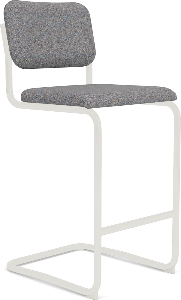 Cesca Upholstered Stool - Bar Height ,  Fully upholstered,   tempest,  aurora,  white frame