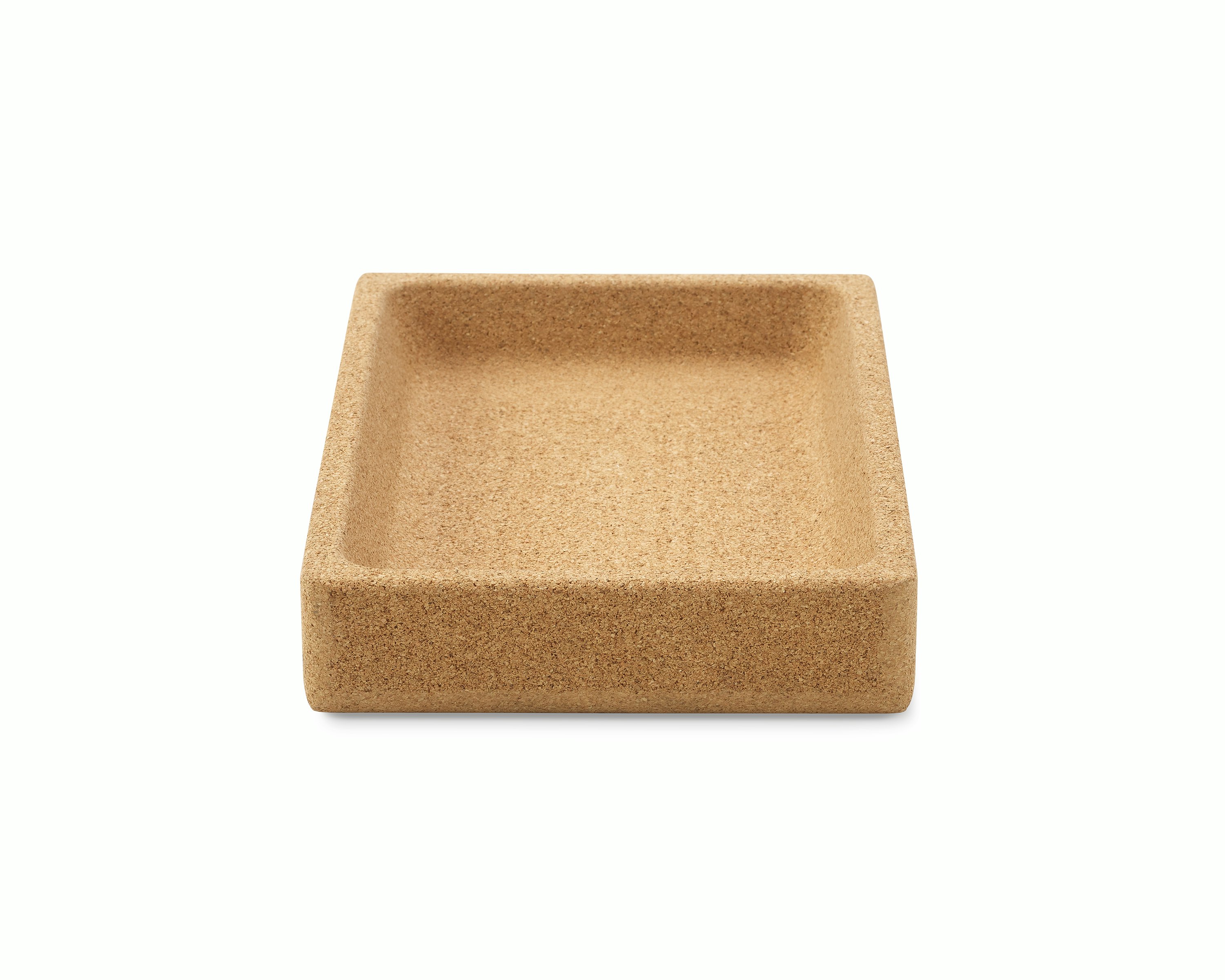 A small tray made of cork material.