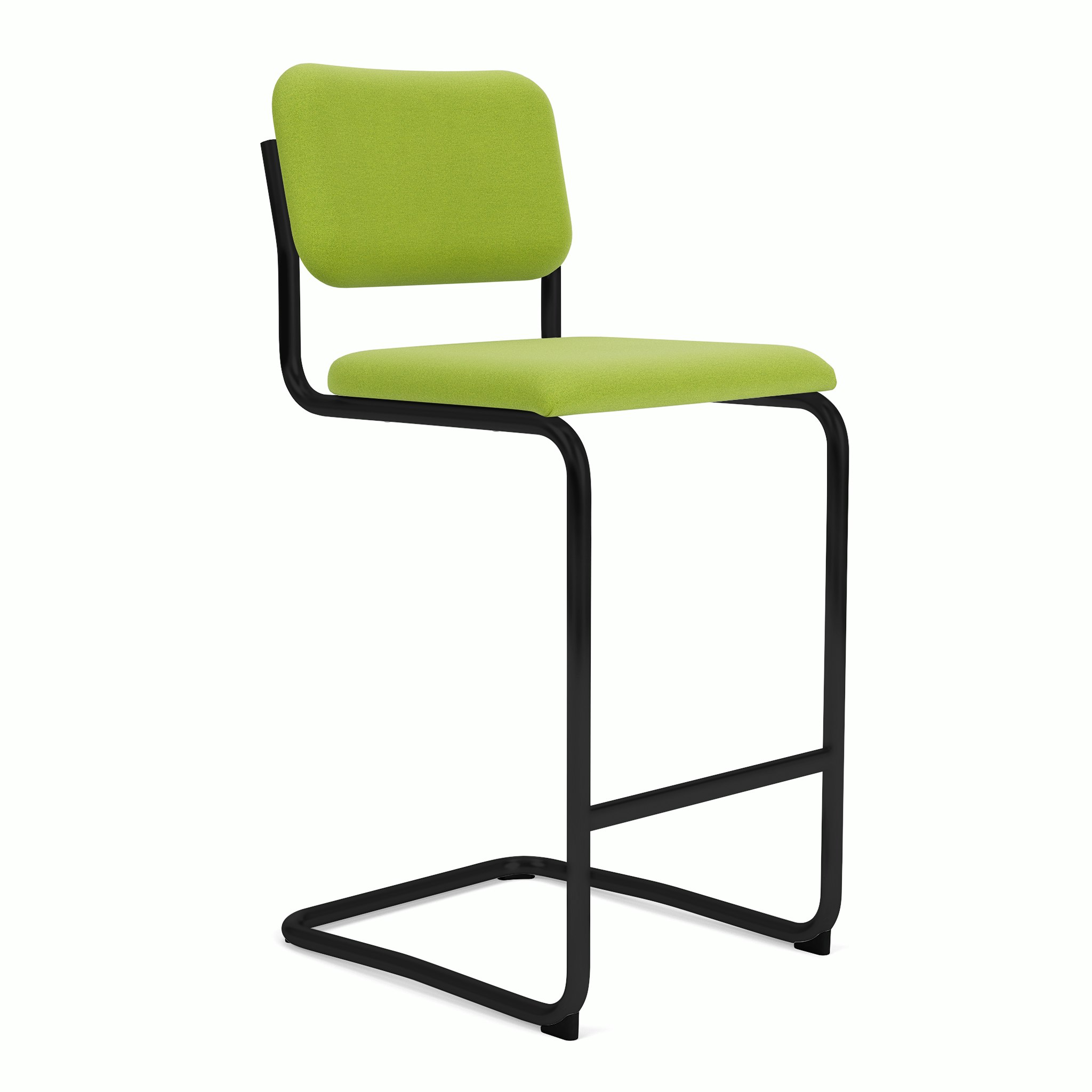 Cesca Upholstered Stool - Bar Height ,  Fully upholstered,   hourglass,  spring,  black frame
