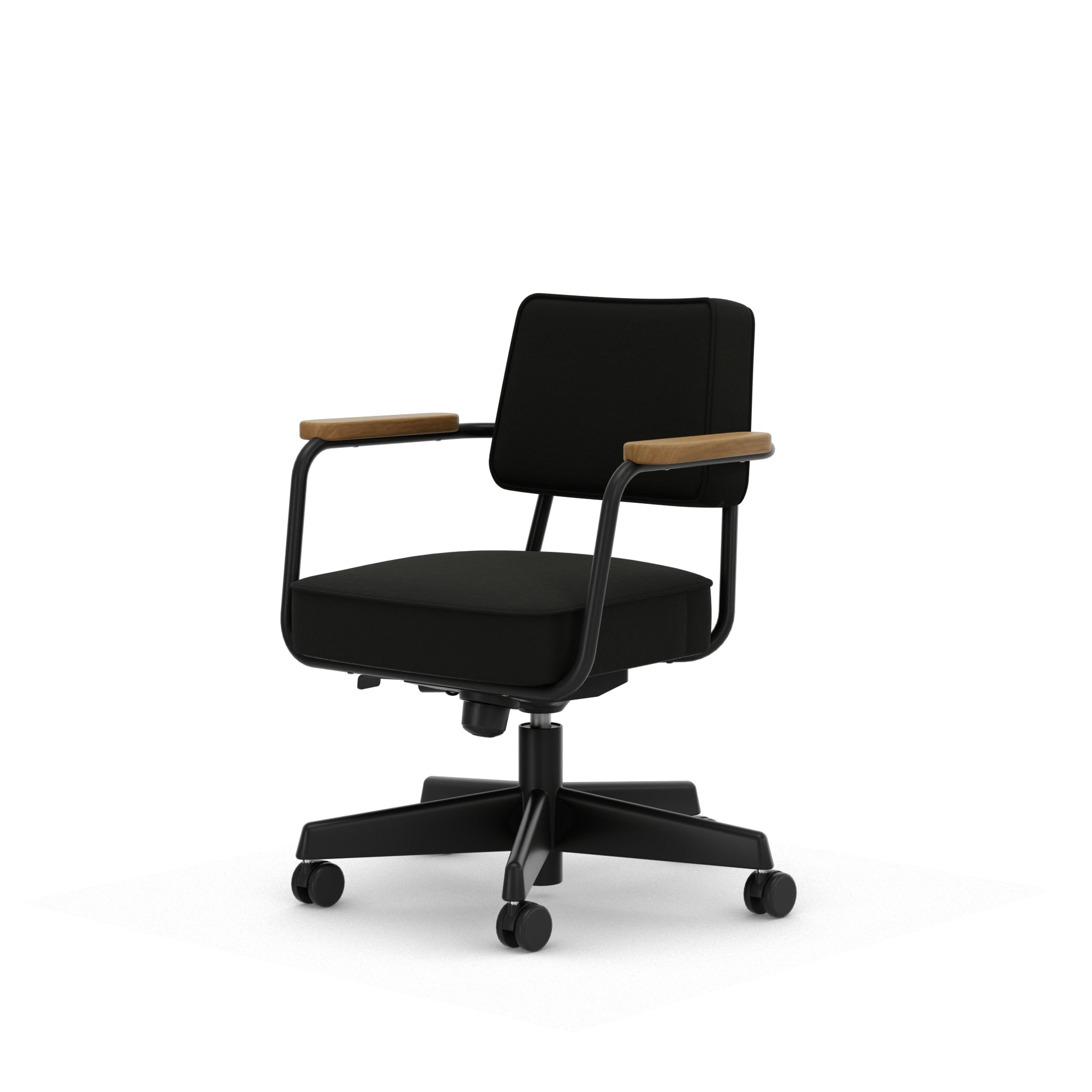 Fauteuil Direction Pivotant - Volo,   Black,   Deep Black,   Natural Oak,   Hard Castor