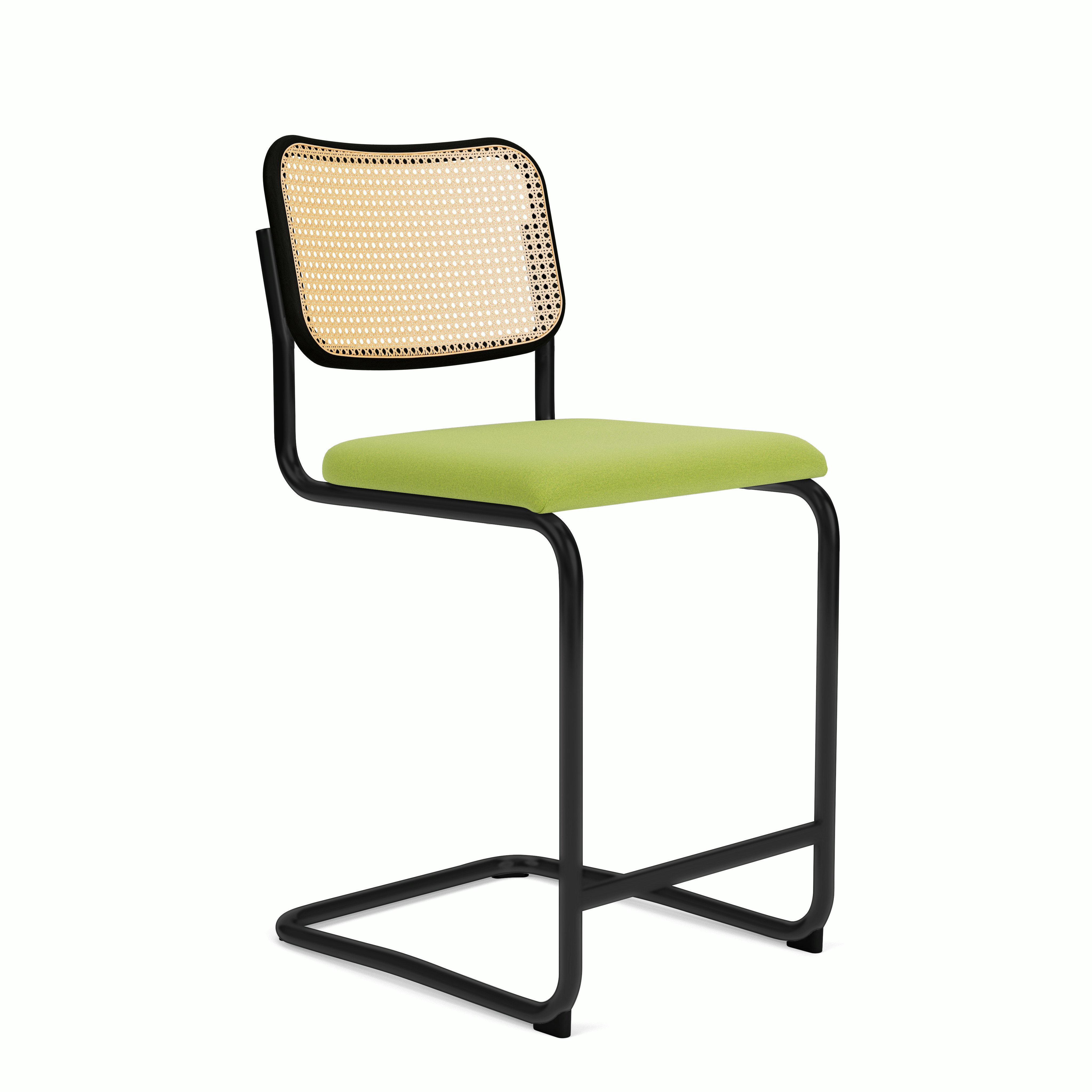 Cesca Upholstered Stool - Ebonized Beech ,  Counter Height ,  Seat Pad,  hourglass,  spring,  black frame