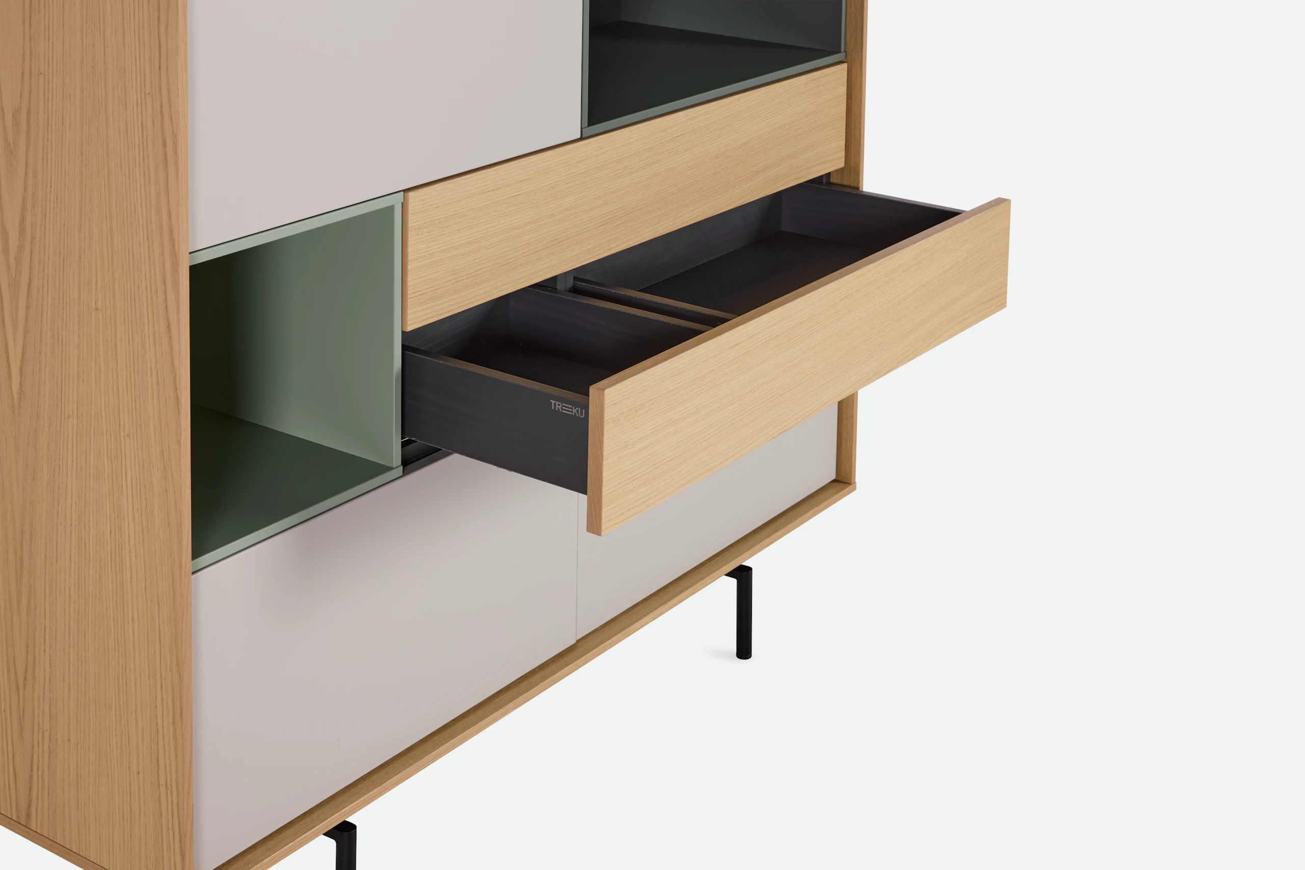 Aura Cabinet - Oak, Moss/Green