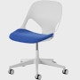 White task chair with bright blue seat pad