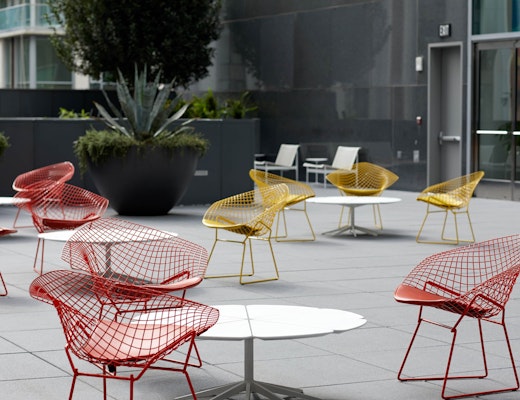 Outdoor Bertoia Diamond Chair and Schultz Petal Coffee Table Bertoia Diamond Chair Richard Schultz Petal Coffee Table outdoor community shared spaces
