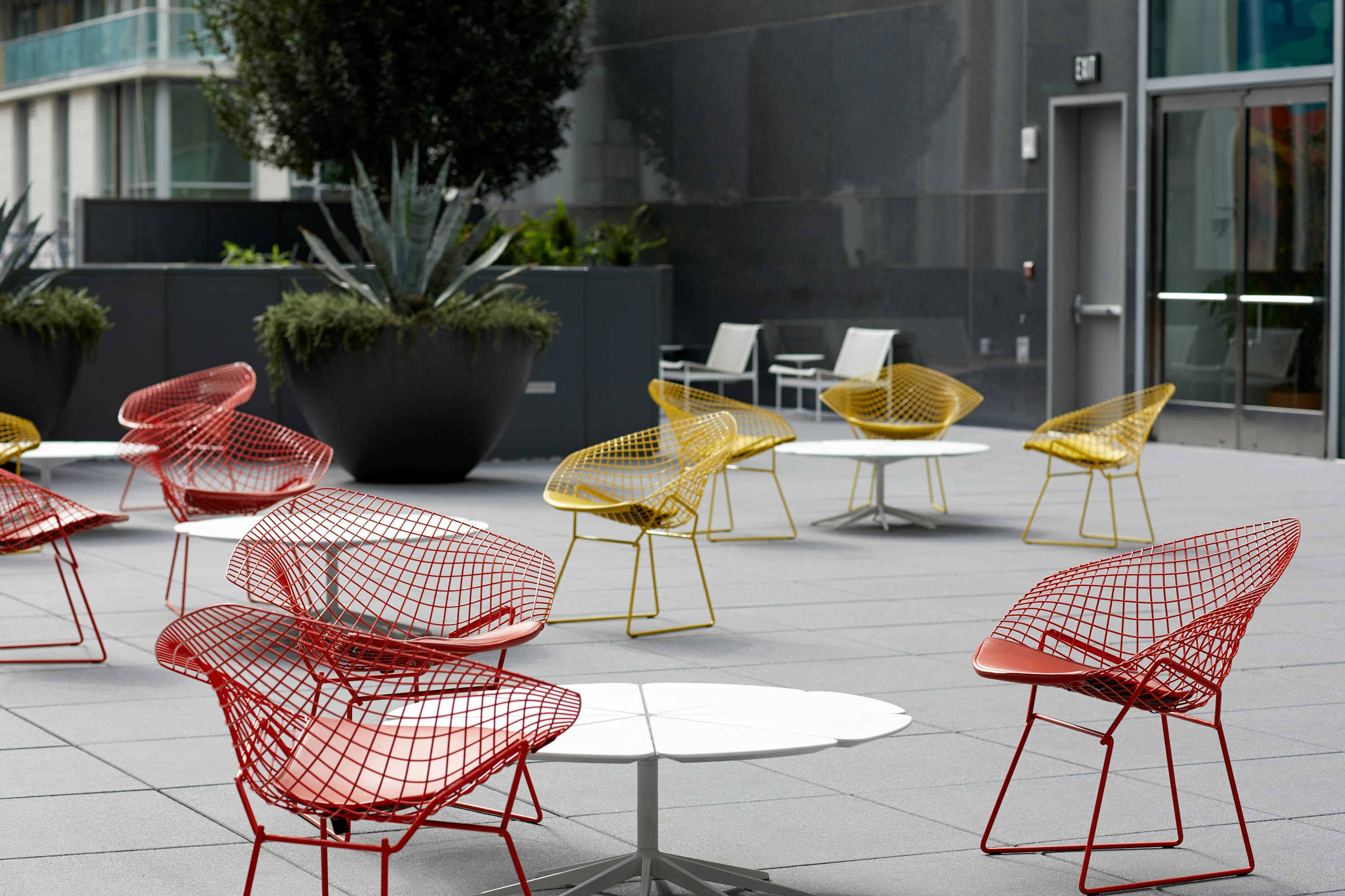 Bertoia Diamond Chair Richard Schultz Petal Coffee Table outdoor community shared spaces