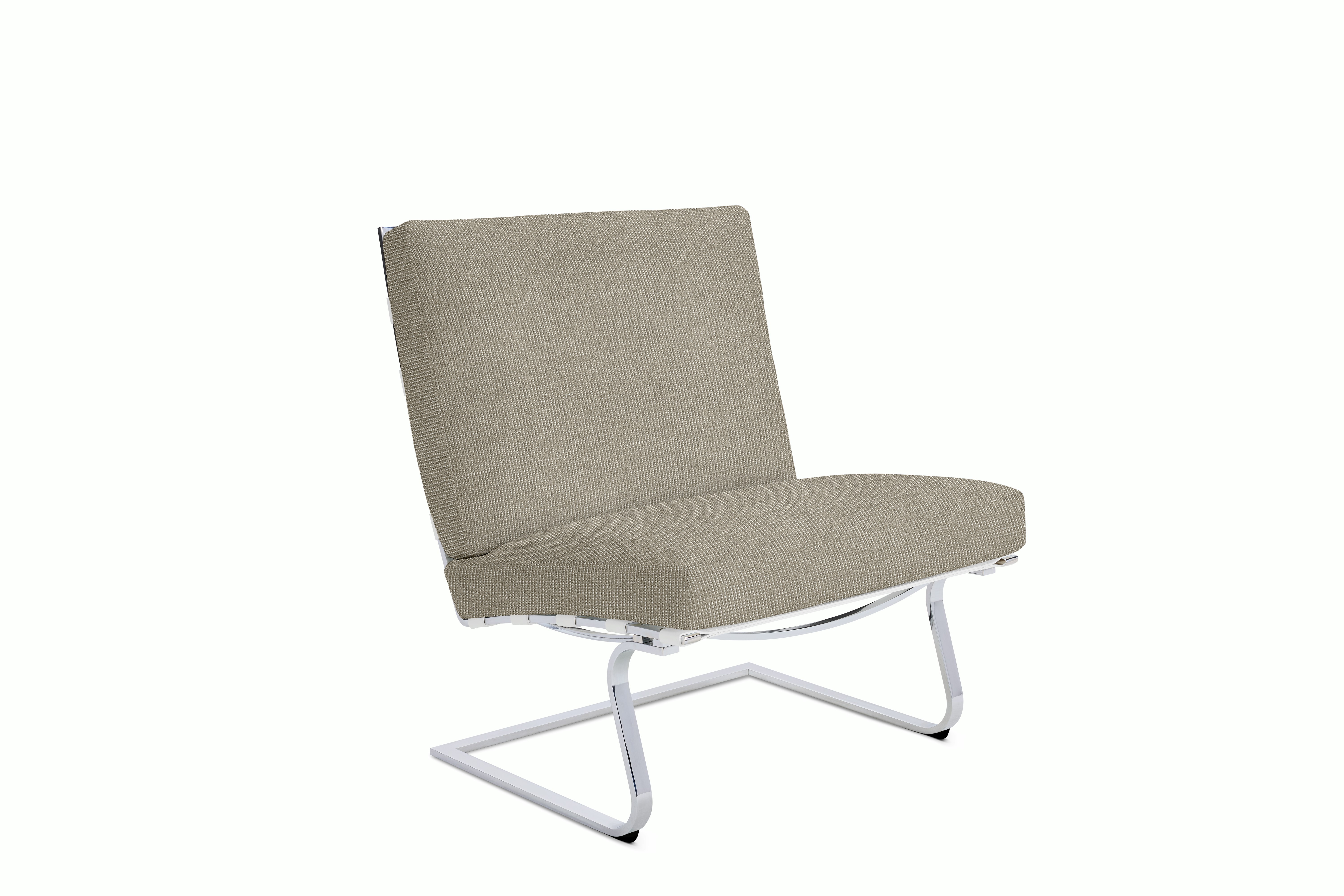 Tugendhat Chair in Prestini, Aluminum White with belting in Belting Leather, White and chrome frame