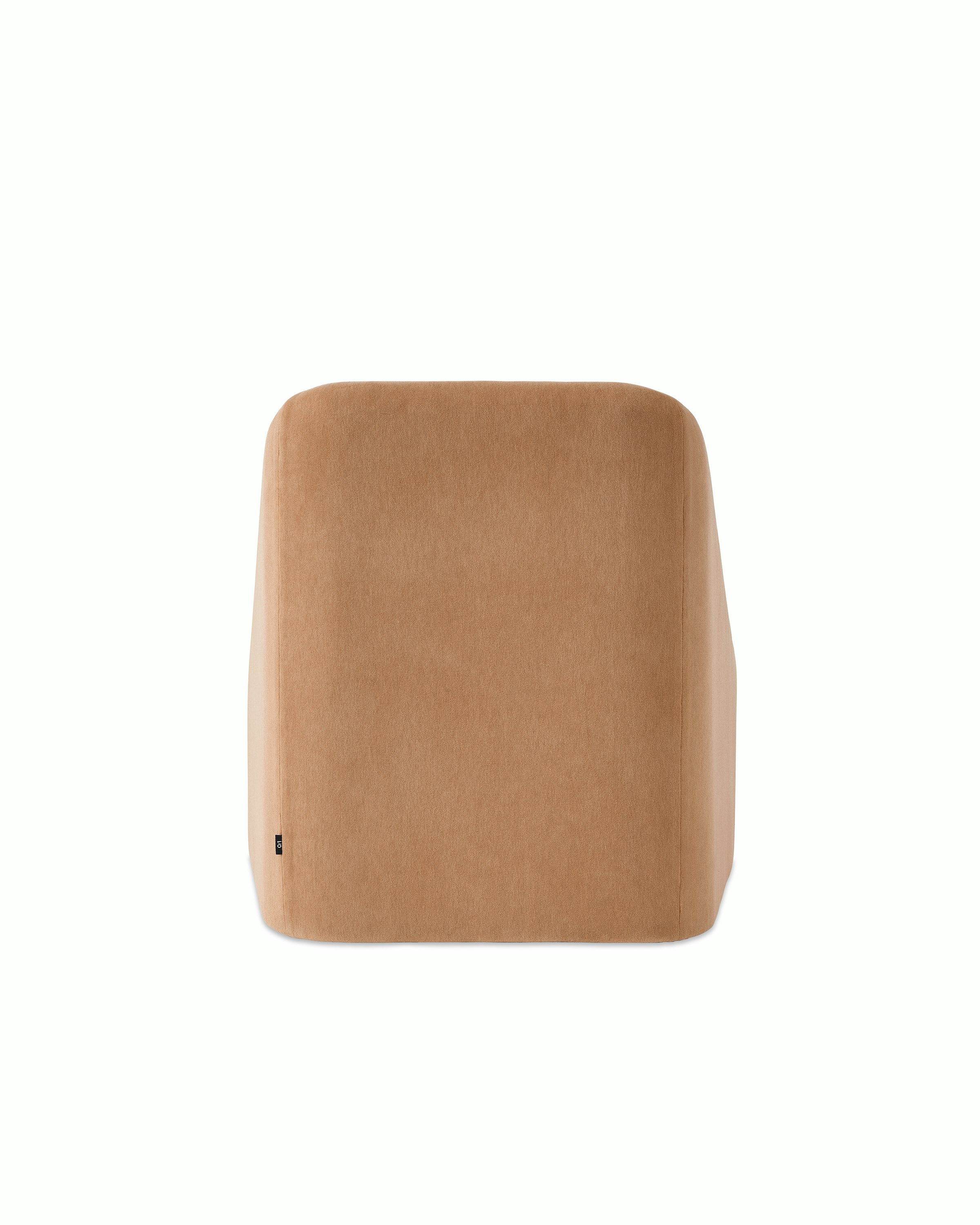 White sweep of Fiji chair with camel fabric