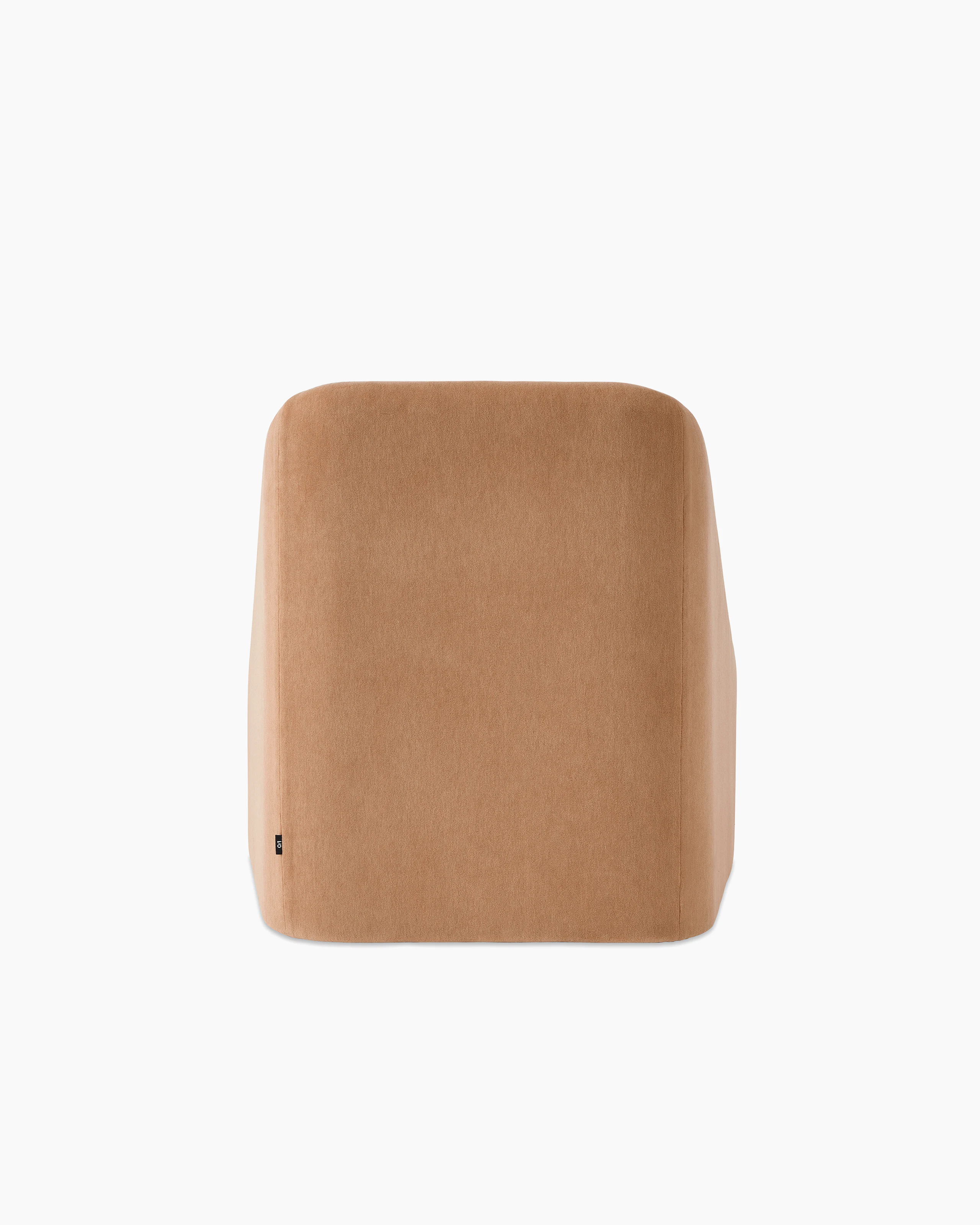 White sweep of Fiji chair with camel fabric