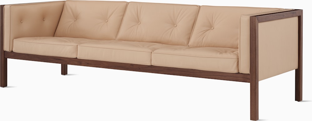Nelson Cube Sofa in walnut and leather