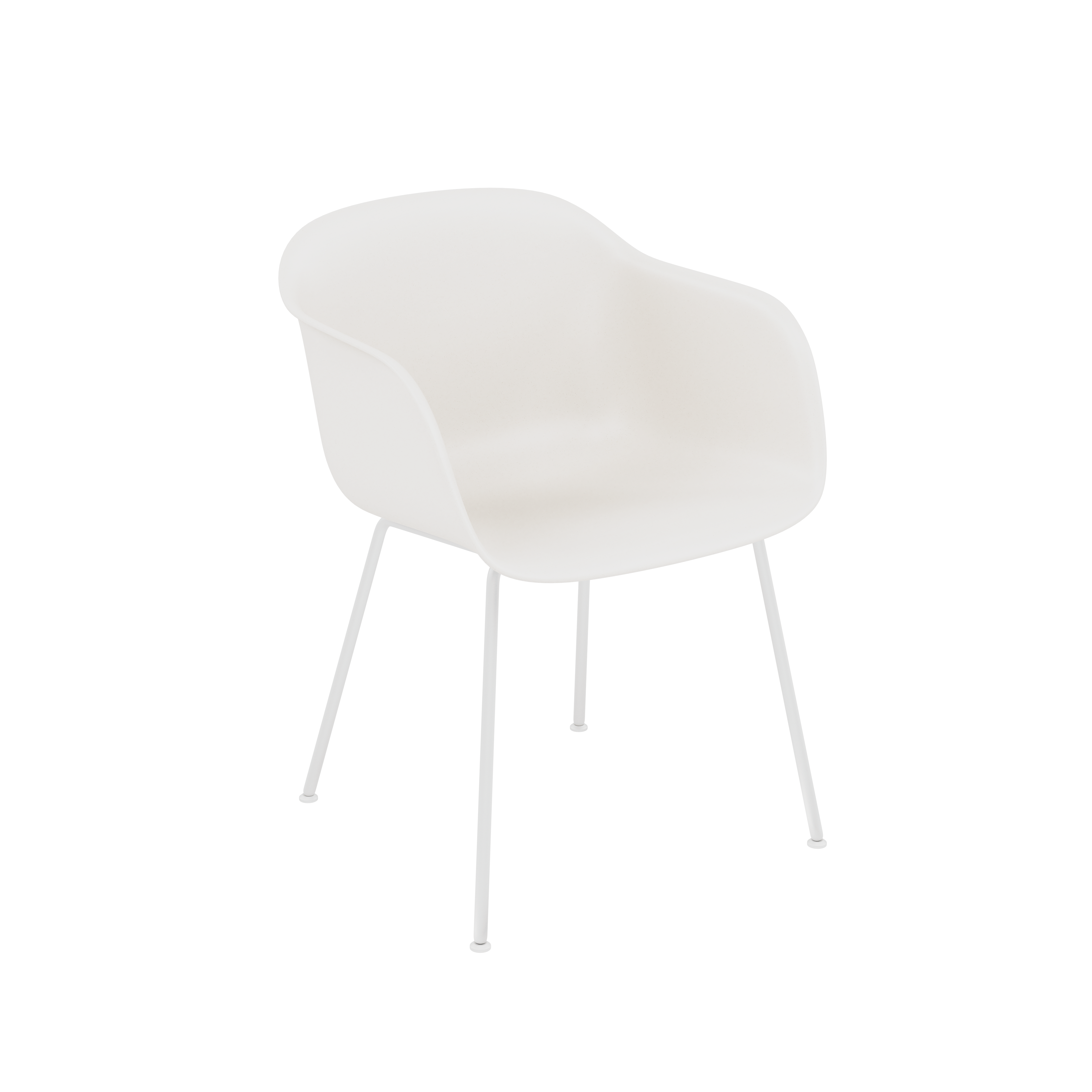 Fiber Dining Chair - Armchair,  Recycled Plastic,  Natural White,  White Tube