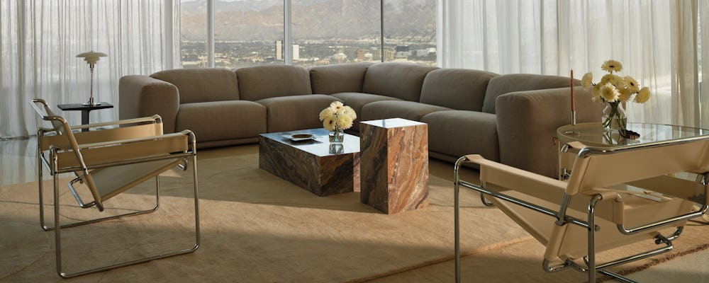 Kelston Corner Sectional, Wassily Chairs and Plinth Tables