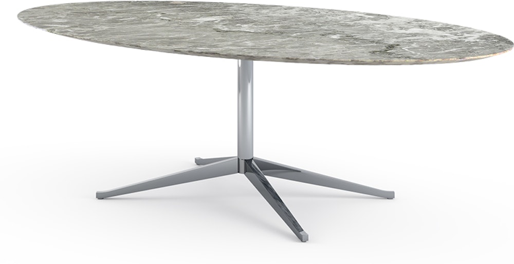 Florence Knoll Table Desk - Oval, 96", Satin Grey, Polished Chrome