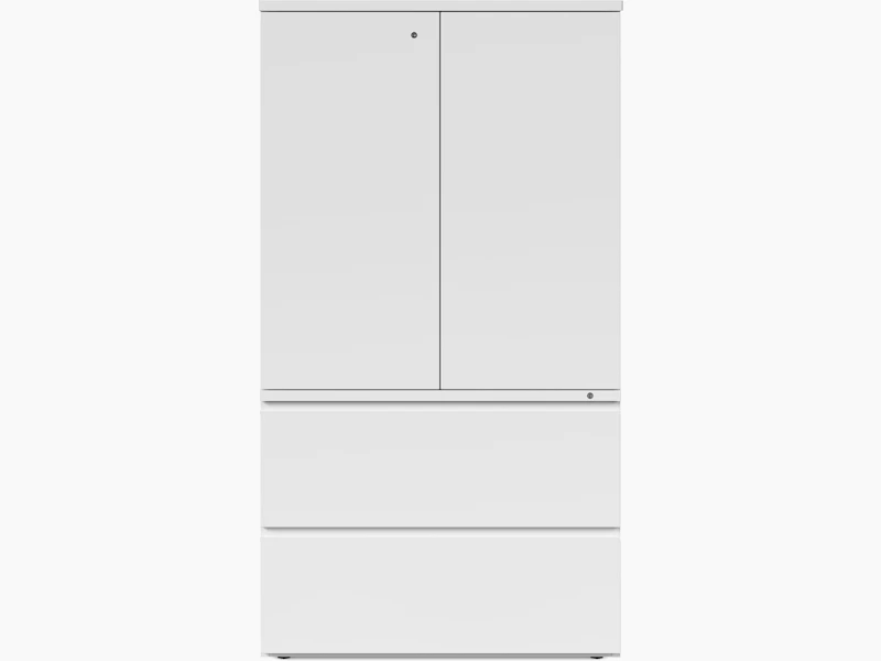 White Series 2 hybrid storage cabinet, viewed from the front.