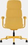 Rear view of a high-back Asari chair by Herman Miller in yellow with height adjustable arms.