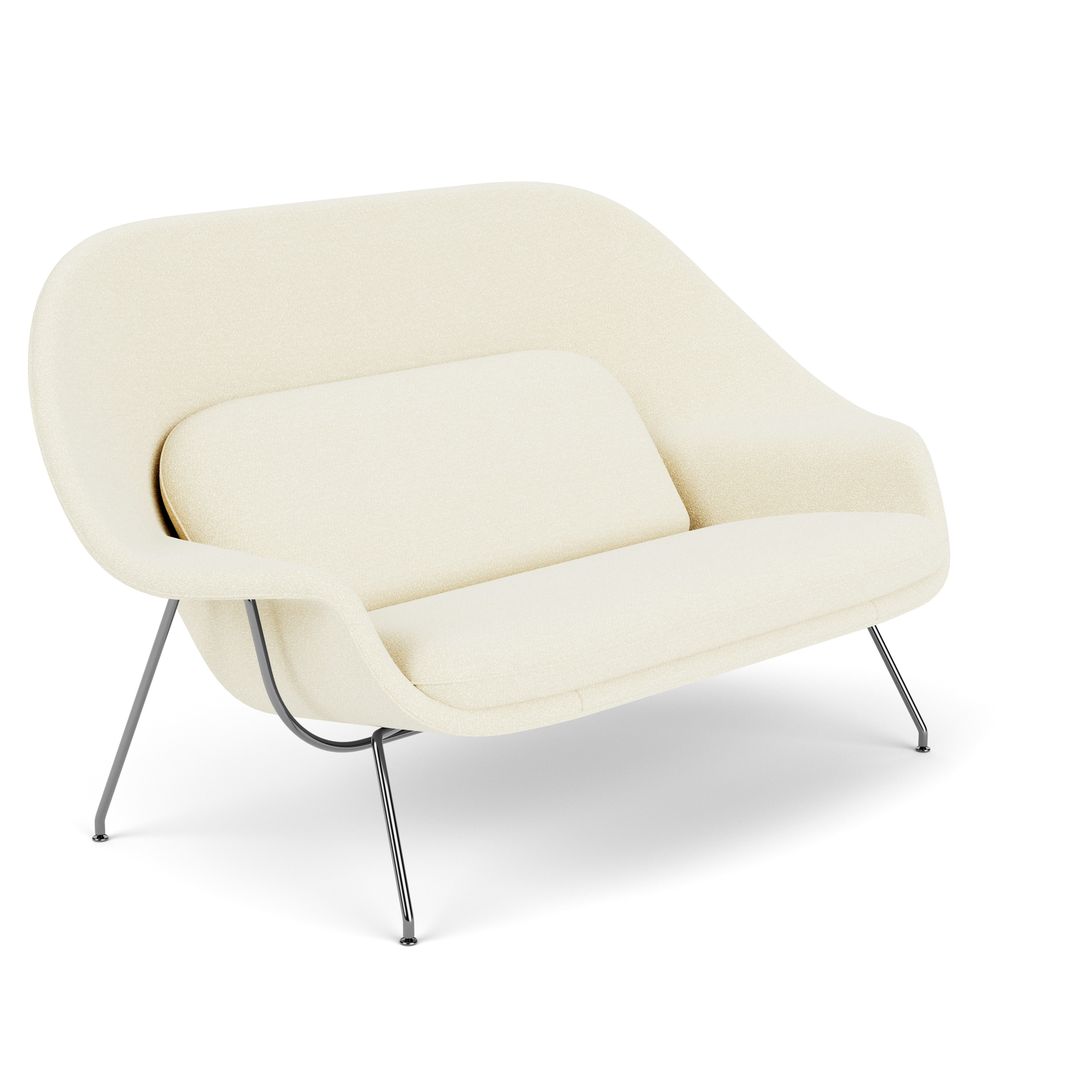 Womb Settee - Knoll Boucle,  Pearl,  Chrome