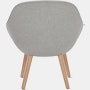 A light grey About a Lounge 82 Armchair with low back viewed from the back