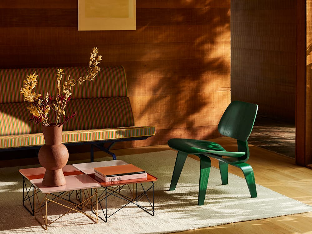 Herman Miller x  HAY, living room setting with Eames Sofa Compact,  Molded Plywood Chair and LTR's