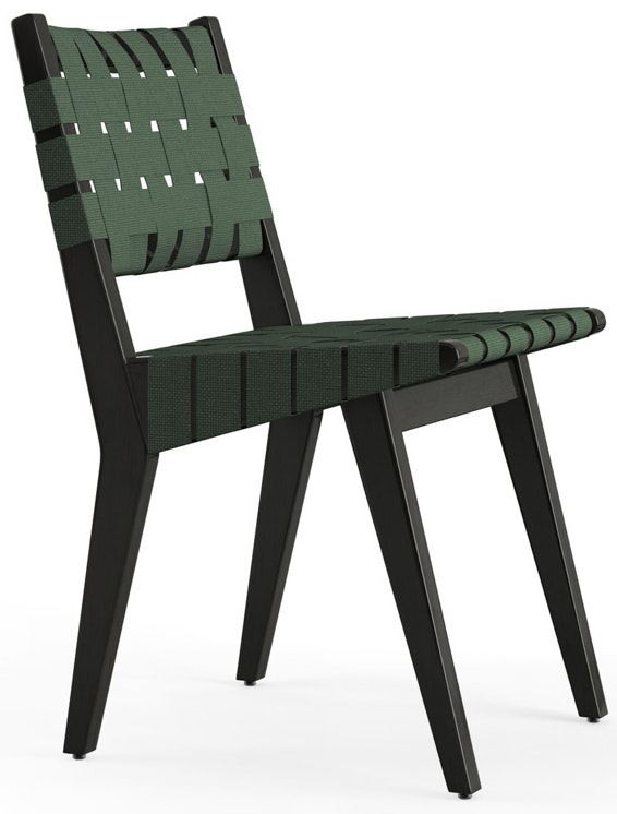 Risom Side Chair - Forest Green Cotton, Ebonized Maple
