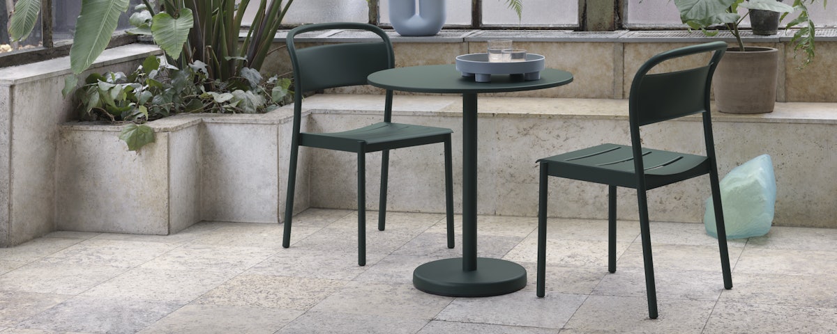 Linear Café Set in an outdoor patio setting